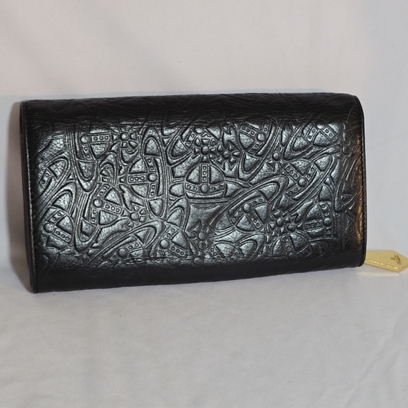 Vivienne Westwood Orb Fever Black Embossed Leather Continental Long Wallet - Picture 5 of 14